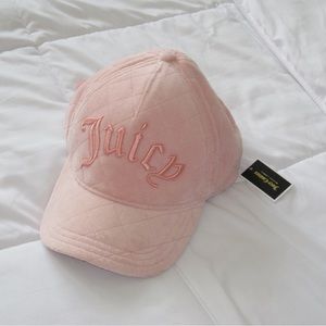 baby pink juicy couture quilted velour baseball hat!!